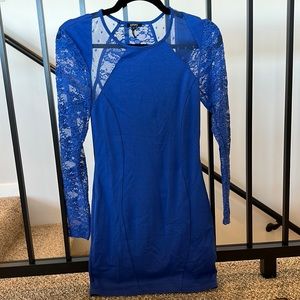 Lace, bodycon blue dress size small